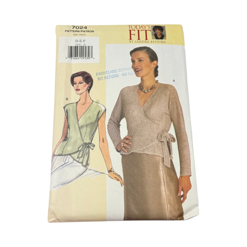 Vogue 7024 Sewing Pattern Misses Wrap Tops Size D-E-F 38-43 New Uncut